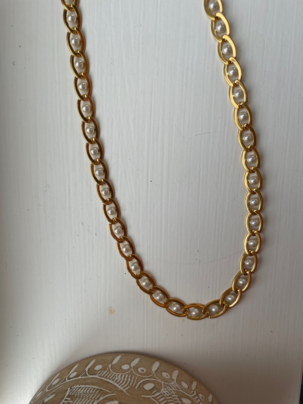 Napier Gold Chain Necklace with Pearl-Accented Links